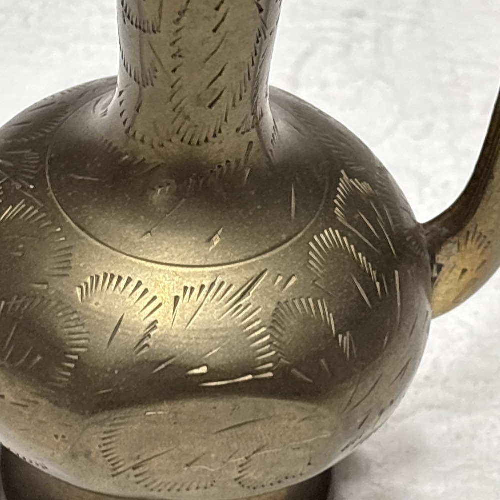 Antique Indian Brass Teapot decor With Hinged Lid 10" Tall - Picture 14 of 16